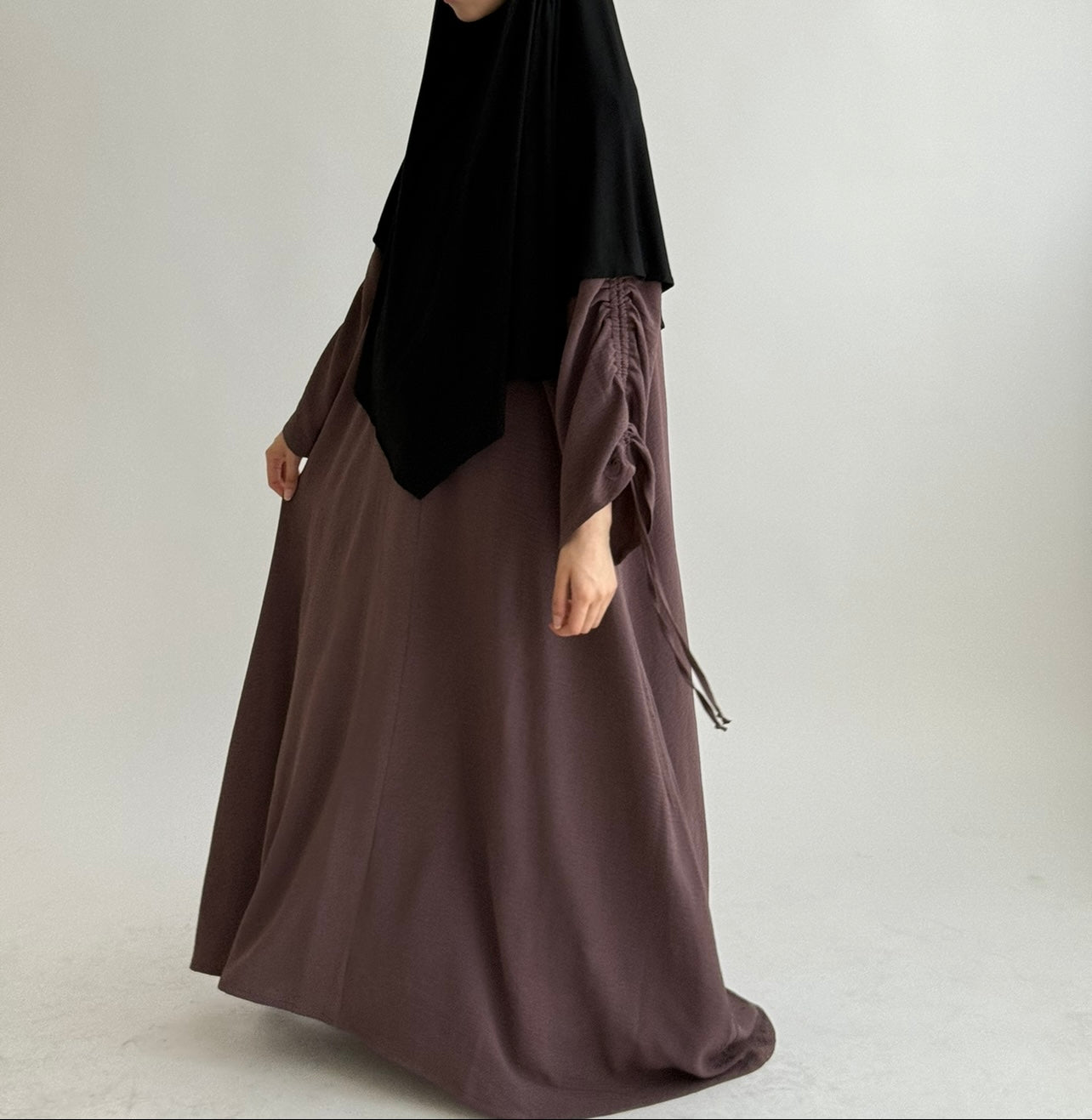 Chocolate truffle Rouched sleeve