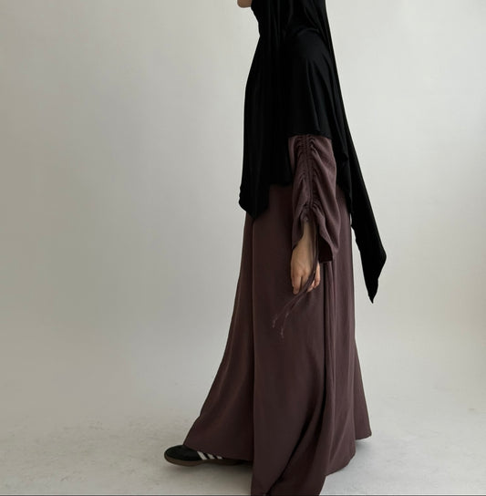 Chocolate truffle Rouched sleeve