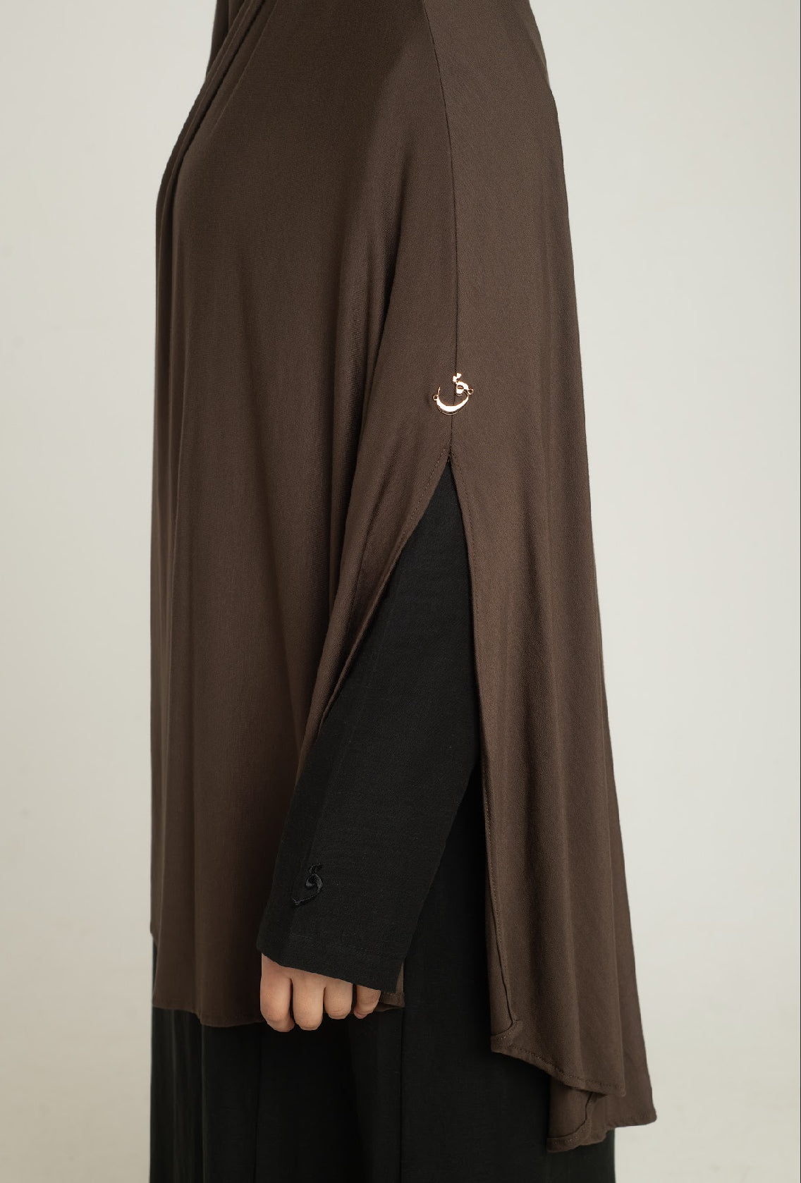 Khaki brown slit sleeve Khimar