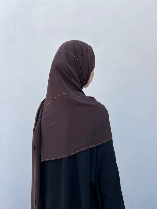 Chocolate Chiffion Rhinestone Hijabs