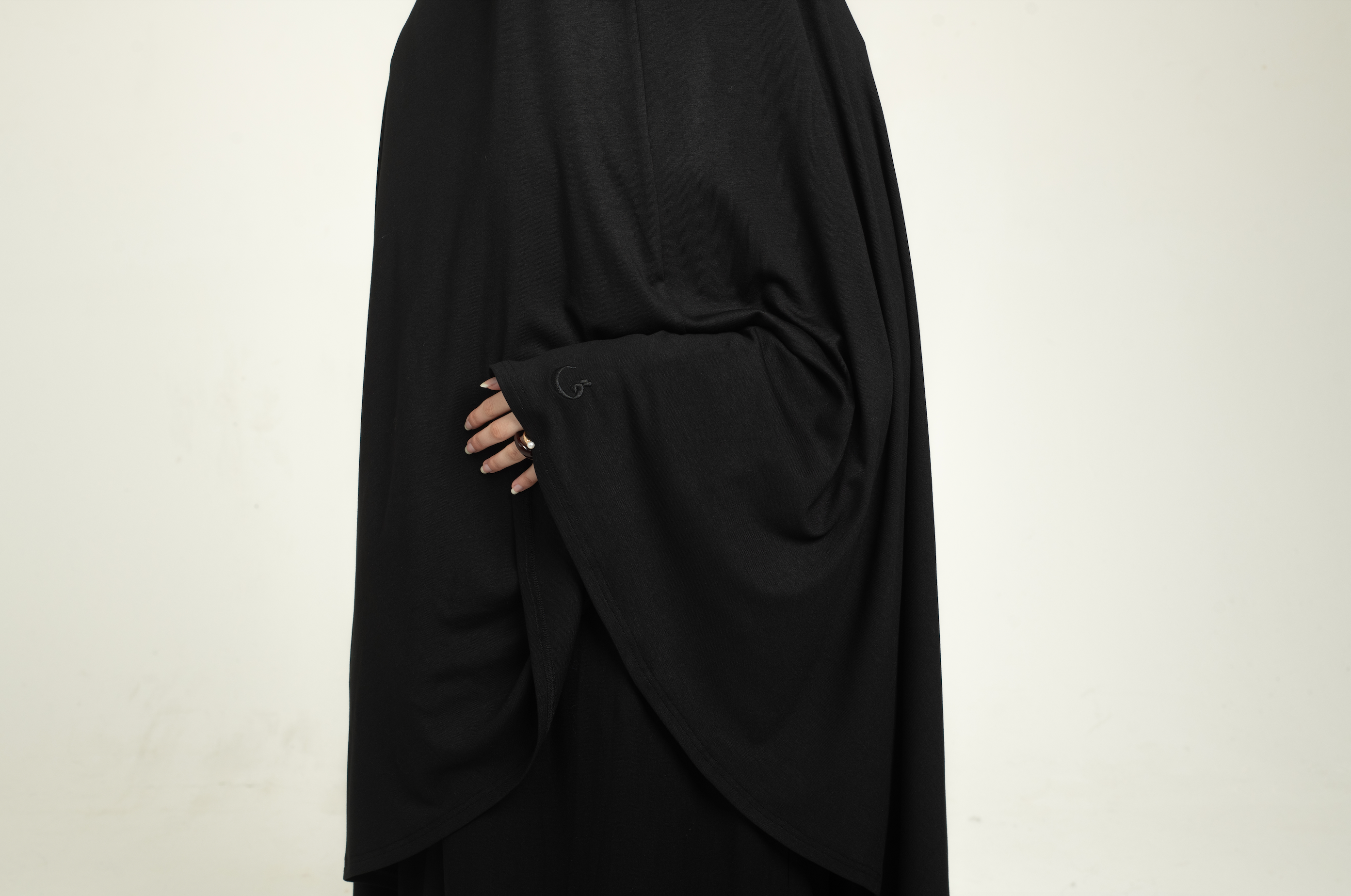 Knit Short Khimar - Black